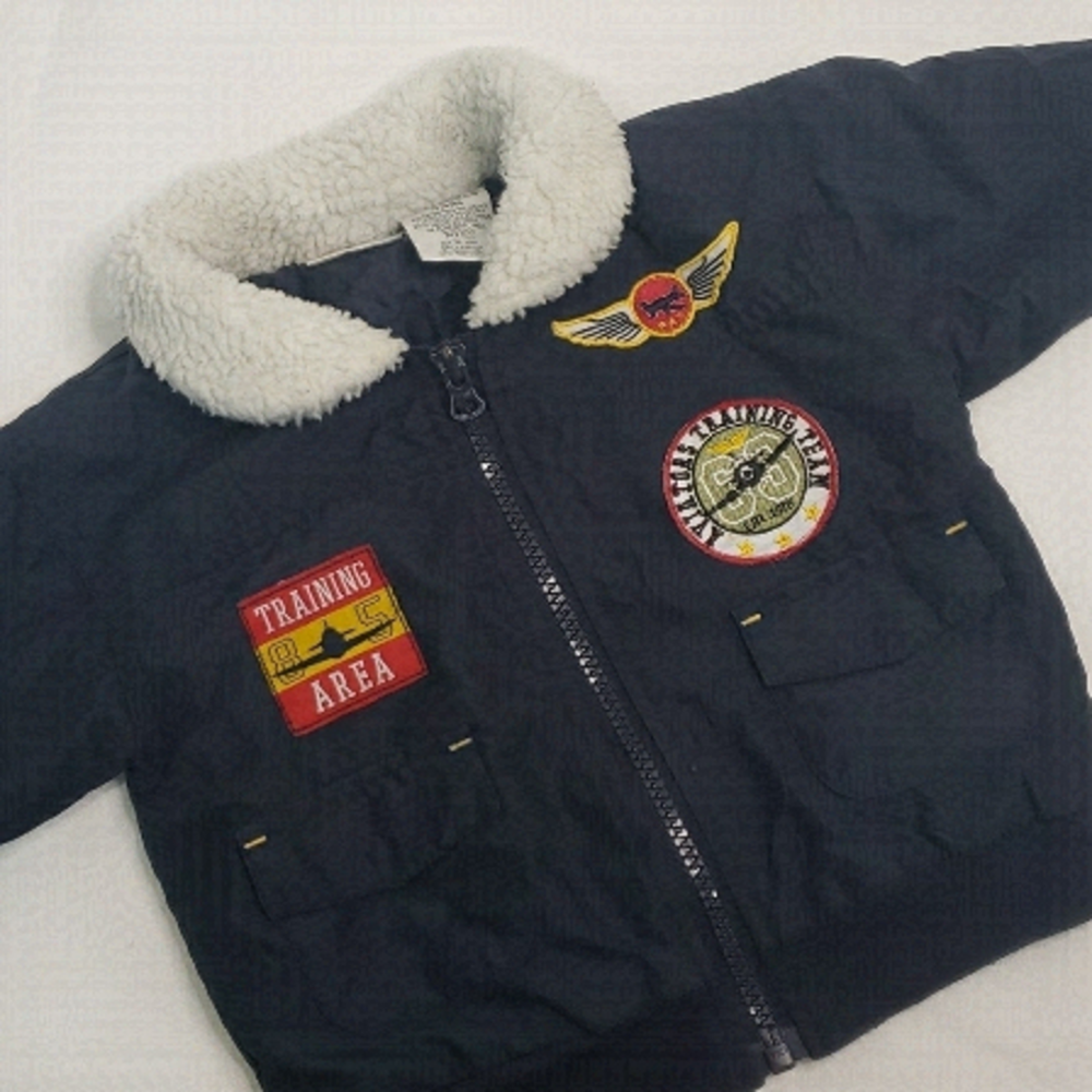 𝅺KID CONNECTION Aviator Sherpa Collar Lightweight Jacket Patches Pilot